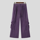 INCERUN Mens Textured Comfortable Straight Leg Pant Solid Color Casual Wide Legged Pants Male S-5XL