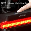 MEROCA Super V Smart Brake Sensing Bike Taillight 500mAh Battery 6 Lighting Modes IPX5 Waterproof Type-C Rechargeable Bicycle Rear Light