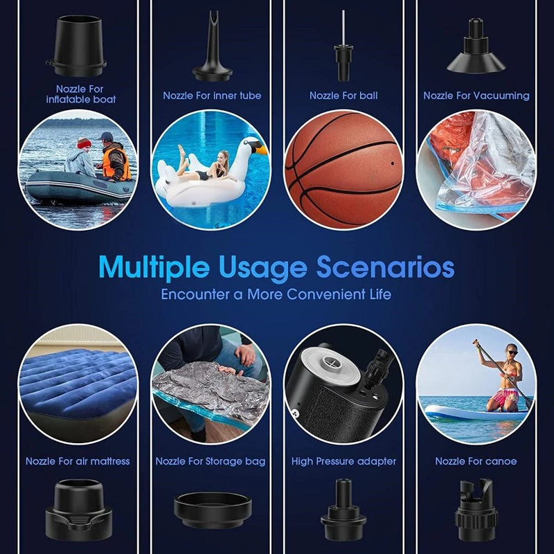 20PSI High Pressure Air Compressor Built-in Lithium Battery Wireless Portable Electric Air Pump Power Bank Inflator Pump for Inflatable Boat Paddle Surfboard Camping Bed Swimming Pool Inflatable Ring