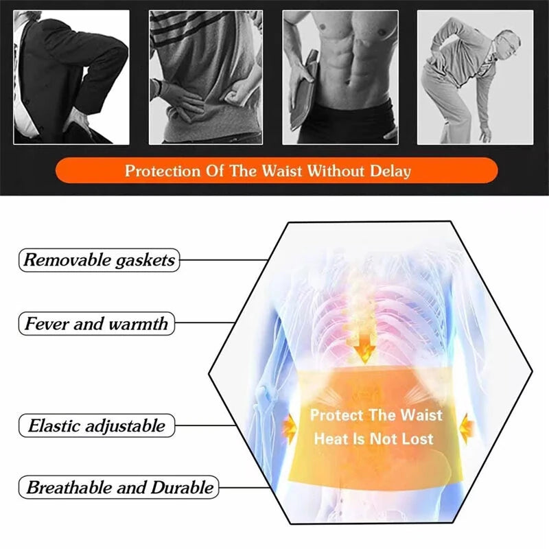 KALOAD Heating Waist Belt Steel Plate Warm Heating Lower Back Supports Waist Brace Support Belt Band