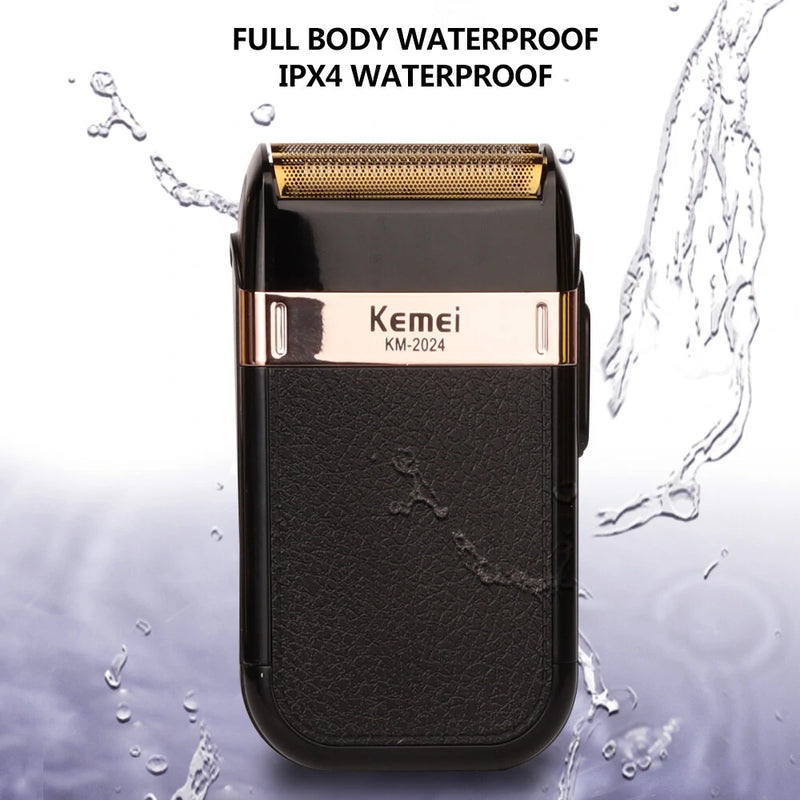 Kemei-Classic Rechargeable Electric Shaver for Men Versatile Grooming Tool with Twin Blade Safety Features Compact Design Ideal for Face Body Bikini Underarm Use