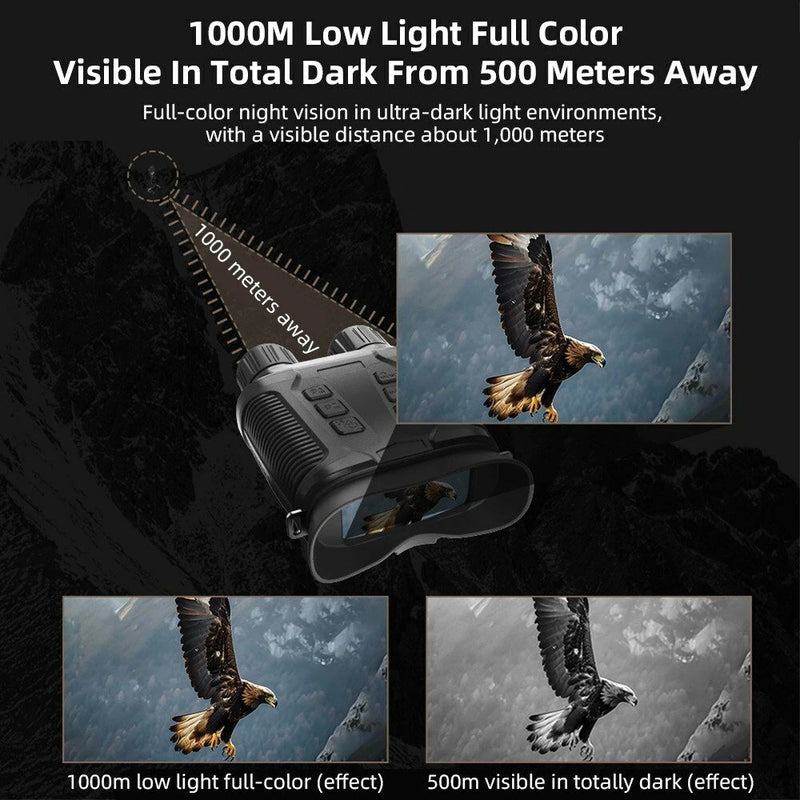 NV3280 Full-Color Night Vision Binoculars Digital Infrared Telescope with 10X Optical Zoom Large Screen Waterproof Outdoors Telescopes for Hunting