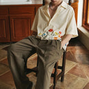 INCERUN Mens Shirts Fashion Floral Print Revere Collar Short Sleeve Shirt Summer Daily Beach Shirts