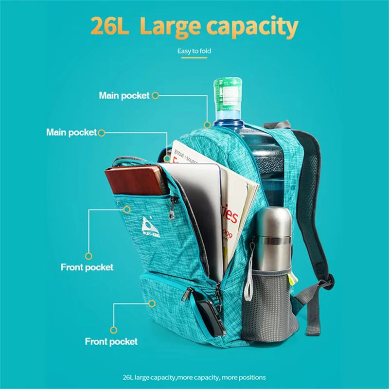 PLAYKING Lightweight Nylon Foldable Backpack Waterproof Outdoor Sport Camping Hiking Travel Folding Bags