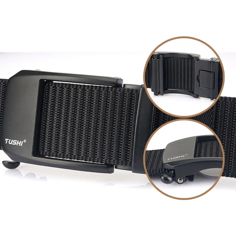 TUSHI 120cm Men's Military Tactical Nylon Belt Adjustable Wear-resistant Lightweight Waist Belt Buckle Canvas Belt Casual Sports Belts