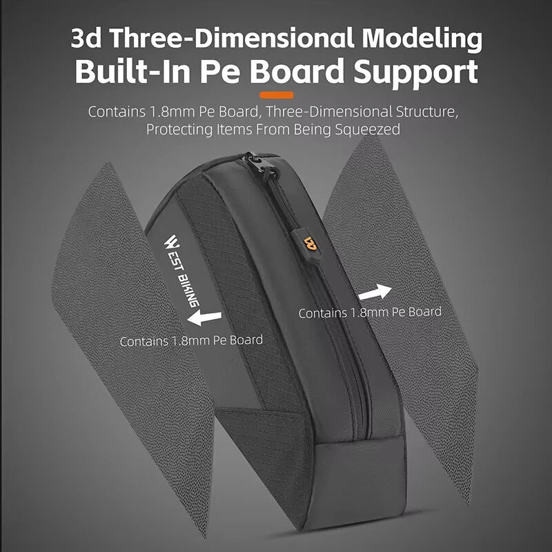 WEST BIKING 1L Bicycle Top Tube Bag Narrow Side Design Velcro Fastening Portable Zipper Storage Cycling Bag for MTB & Road Bikes