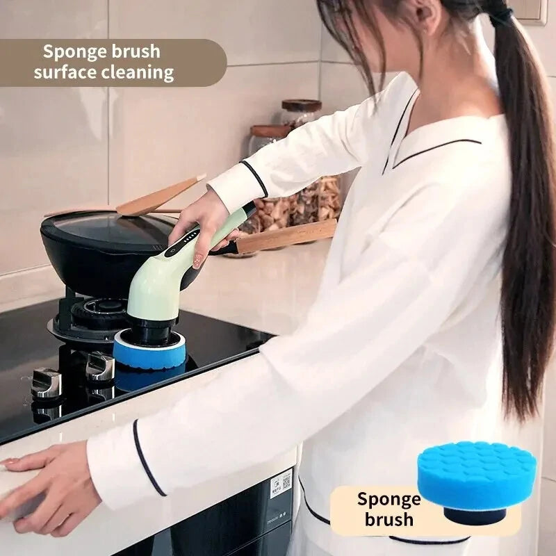 2000mAh Multifunctional Cordless Electric Cleaning Brush with 9 Brush Heads Electric Cleaning Brush Bathroom Window Kitchen Automotive Household Rotating Cleaning Machine
