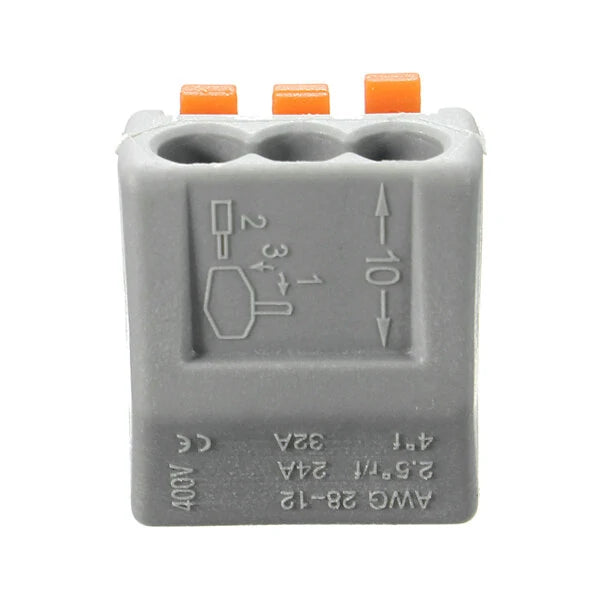 Excellway ET25 2/3/5 Pins Spring Terminal Block 5Pcs Electric Cable Wire Connector