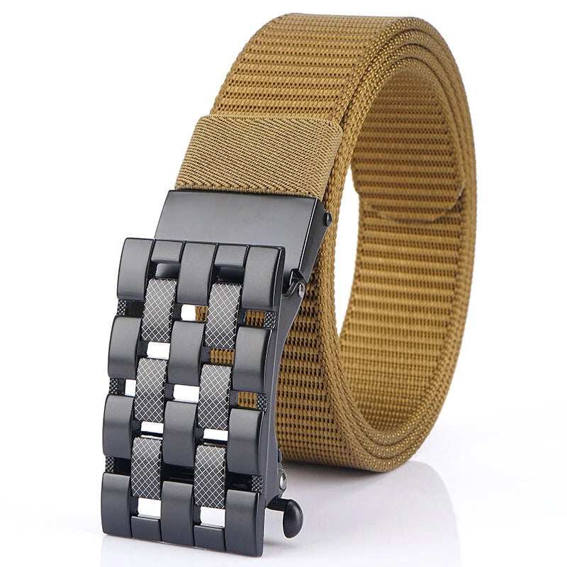 TUSHI Mens Tactical Belt Metal Automatic Buckle Hard Nylon Soft Real Nylon 125cm Military Casual Adjustable Belt