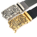 ZANLURE Men's High-Grade Nylon Tactical Belt with Dragon Pattern Toothless Automatic Alloy Buckle Waistband