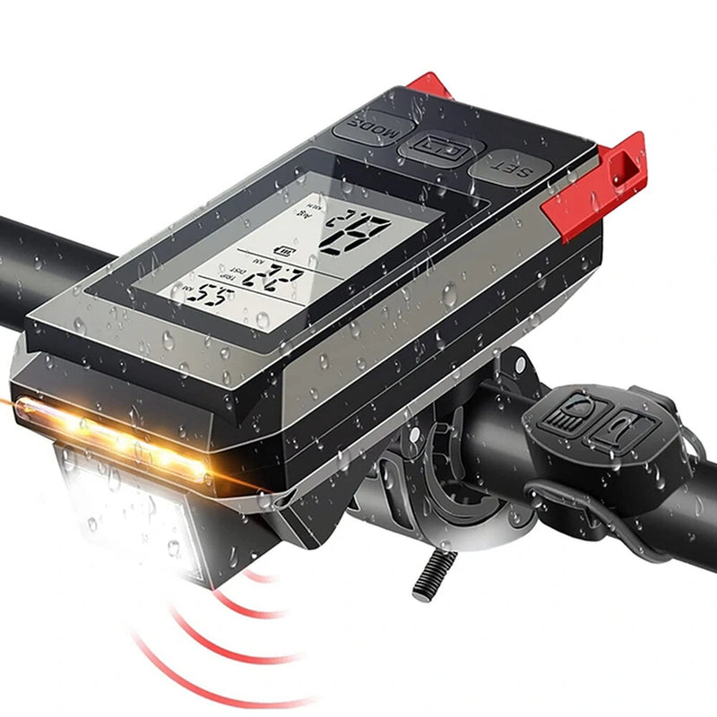 3 in 1 Smart Bike Headlight 800Lm Brightness 2000mAh Battery IP65 Waterproof with Speedometer Horn LED Bike Lamp Cycling Flashlight