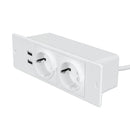 2Pcs Table Socket with 2 USB 2 Sockets Built-in Socket 2-Way Installation Power Strip with 2 Screws for Kitchen Furniture or Worktops Recessed Socket 1.8 Cable16 A/3500 W
