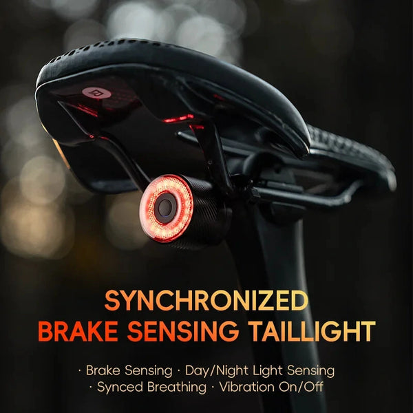 ROCKBROS R3 Smart Brake Sensing Bike Taillight 4 Lighting Modes IPX6 Waterproof Type-C Rechargeable Vibration Sensor Bicycle Rear Light