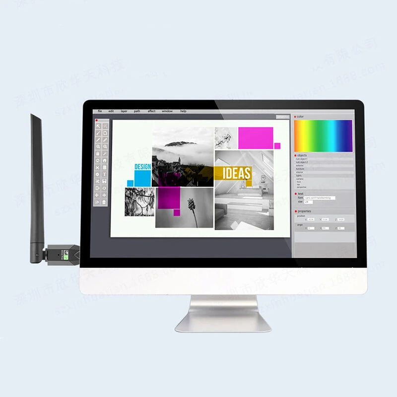 WB603 650Mbps WiFi Network Card 2.4G/5G Dual Band USB Wireless bluetooth Adapter with 5dBi Antenna Driver-free