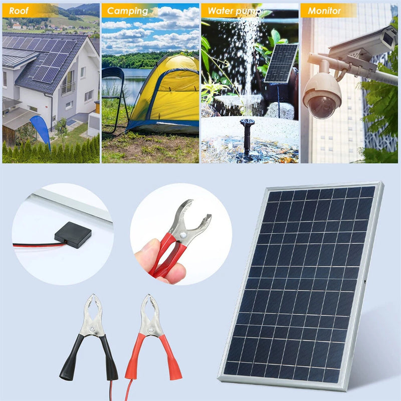 IPRee 10W 12V Solar Panel Charger USB Port Photovoltaic Power Bank Kit Portable Solar Battery Charger for Home/Outdoor Camping/RV/Car