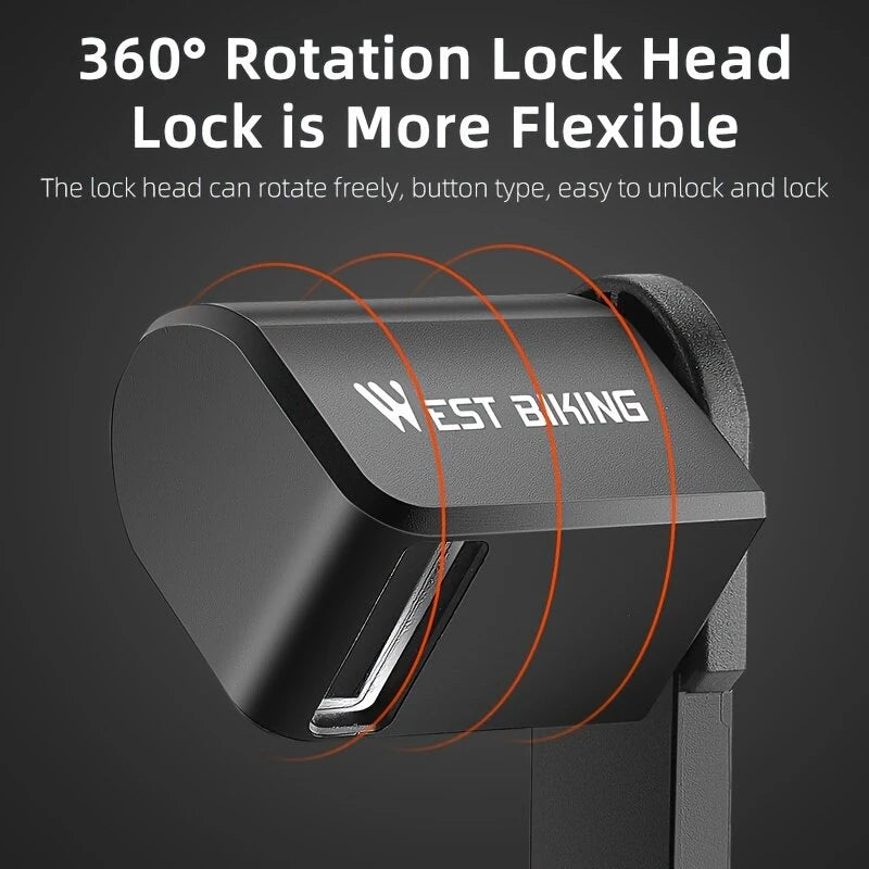 WEST BIKING Bike Portable Folding Lock C-level Anti-theft Waterproof Dustproof Universal Alloy Steel Security Cycling Lock for Bicycle E-Bike