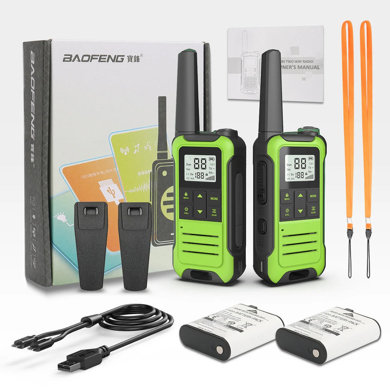 Baofeng BF-T22 Walkie Talkies 16 Channels 446MHz PMR License-Free Two-Way Radios LED Flashlight Hands-Free VOXs 1400mAh Type-C USB Charging