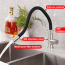 360 Rotatable 304 Stainless Steel Kitchen Silicone Tube Faucet Hot And Cold Brushed Universal Rotatable Vegetable Sink Faucet