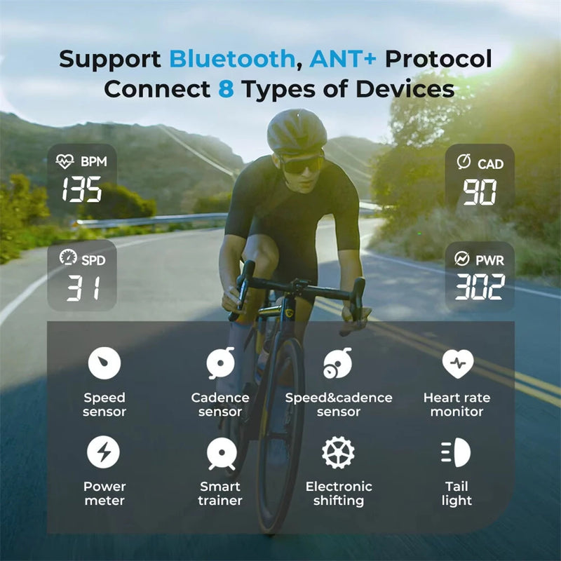GEOID CC600 Smart Bicycle Computer Wireless With Bluetooth ANT+ Cycling Speedometer IPX7 Waterproof Bike Odometer Stopwatch Bike Accessories For MTB Road Cycle City Bike