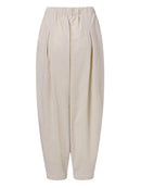 Women Loose 100% Cotton Ankle Length Solid Color Wide Legged Casual Pants