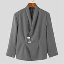 INCERUN Men Long Sleeved Blazer with Slanted Lapels and Metal Buttons and Shoulder Pads Fashion Loose Fit Blazers for Big Men Large Size S-5XL