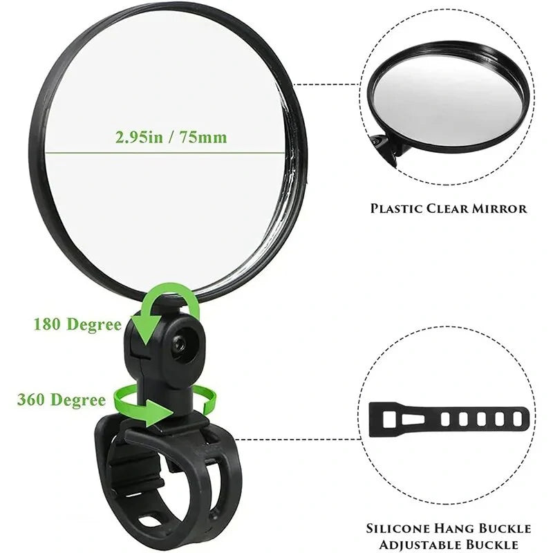 8cm Round Bicycle Rearview Mirror 360Rotatable Convex Motorcycle Rearview Mirror
