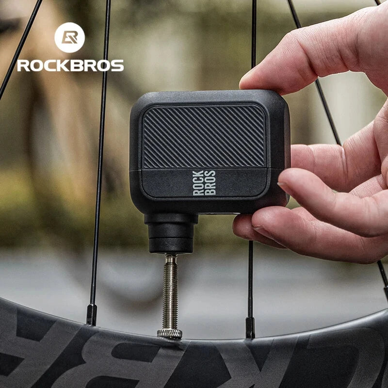 ROCKBROS Mini Electric Air Pump 100PSI  Inflation Power One-touch Operation Waterproof Type-C Fast Charging Portable Bicycle Pump