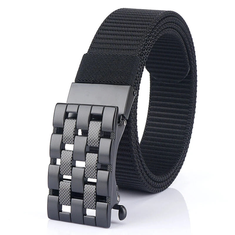 TUSHI Mens Tactical Belt Metal Automatic Buckle Hard Nylon Soft Real Nylon 125cm Military Casual Adjustable Belt