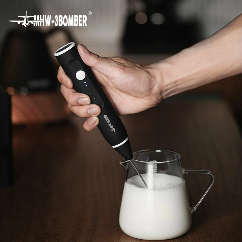 MHW-3BOMBER Electric Milk Frother Handheld Milk Foam Maker 304 Stainless Steel Handheld Egg Foamer Whisk for Home Kitchen