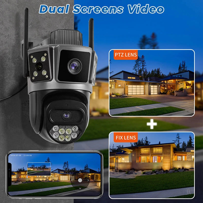 2K 4MP Wireless Security Camera Dual-Band WiFi Outdoor Surveillance with IR Color Night Vision IP66 Weatherproof Auto Tracking Two-Way Audio Monitor