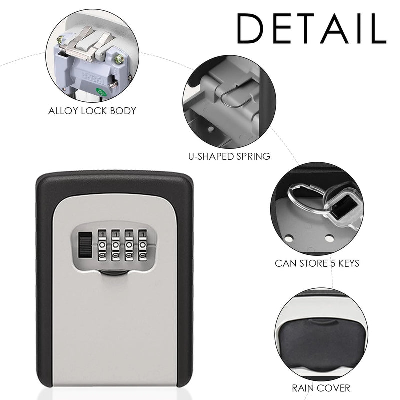 Wall Mounted Key Box Key Safe Key Cabinet for Outdoor Use with Key Storage Safe Waterproof Box with Key Lock for Home Garage