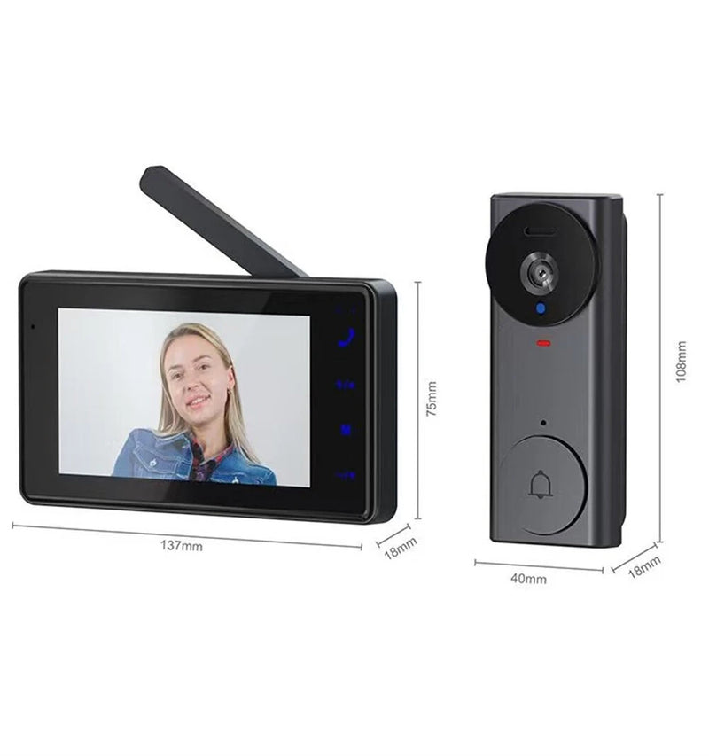 M17A Visual Doorbell 2.4G Wireless 4.3 Inch IPS Screen 640x480 Resolution 1500mAh Battery Long Range Easy Installation