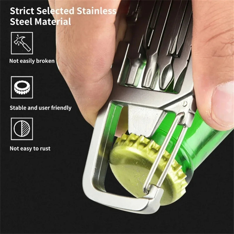 IPRee 13 in 1 Folding Multi-function Tool Stainless Steel Portable Bottle Opener Folding Screwdriver Outdoor Bicycle Repair Tool