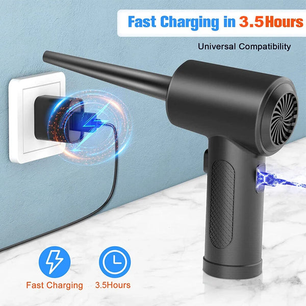 50000 RPM Cordless Portable Compressed Air Duster Rechargeable Wireless Electric Air Keyboard Electronics Cleaner Dust Blower with 3-Speed LED Light