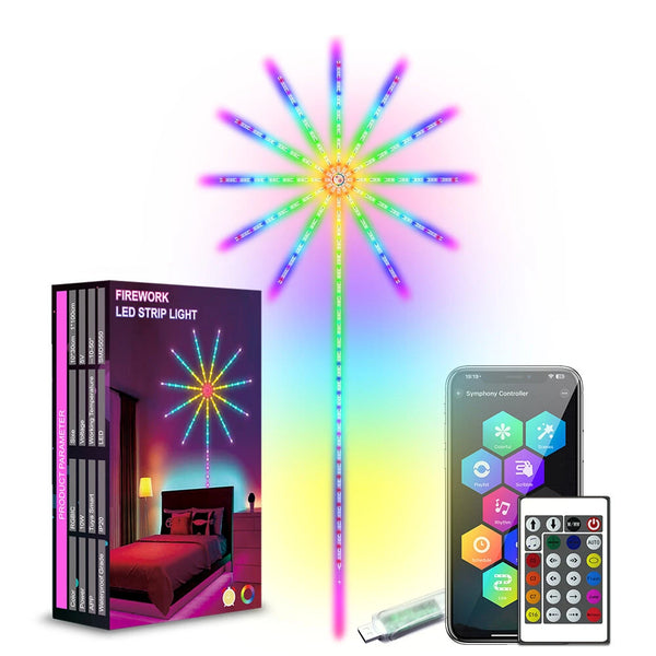 Tuya 0.5M*10+1M*1 Festive Atmosphere Decorative Colorful Firework Lights LED Colorful Firework Sound Drum Meteor Explosion Starry Sky Full Color Lights With Christmas Decoration Atmosphere Lights