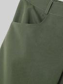 INCERUN Men Pants Fashion Design Solid Color Button Pants Wide Leg Streetwear with Side Pockets S-5XL