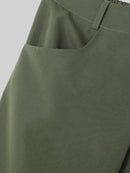 INCERUN Men Pants Fashion Design Solid Color Button Pants Wide Leg Streetwear with Side Pockets S-5XL