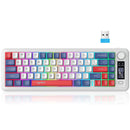 HXSJ L68 Three-Mode Wireless Gaming Keyboard with Display Screen and Multimedia Knob 68-keys RGB Light 2000mAh Battery Type-C Rechargeable 2.4G/BT1/BT2 Wireless Membrane Keyboards for PC Laptop Computer