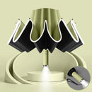 Automatic Folding Reverse Sun Umbrella Upgraded Windproof Design with Reflective Strip LED Light Convenient Handle Rainproof