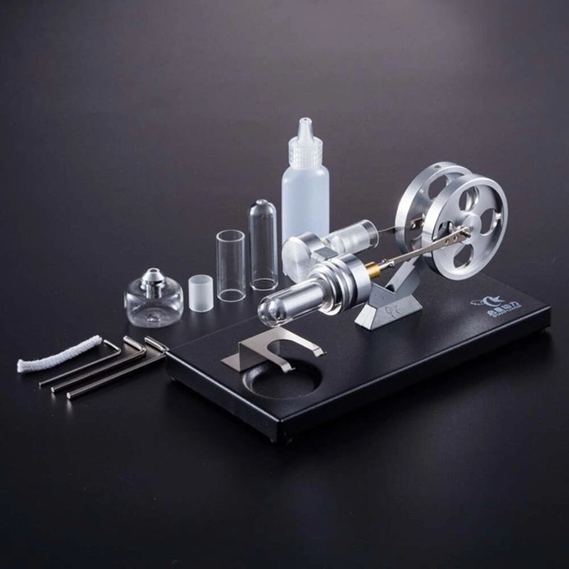 StarPower QX-SL-01 Hot Air Stirling Engine Model with Wooden / Metal Base DIY Generator Physics Experiment Science Education Toys