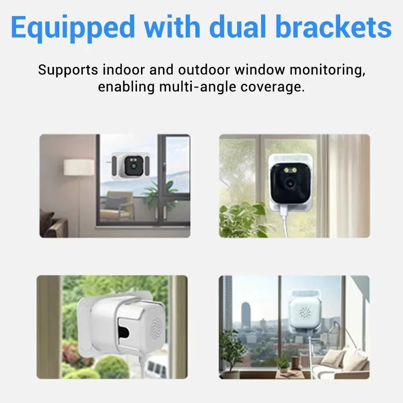 AI-Powered 3MP 2K HD Mini Window Camera Night Vision Motion Detect Dual Band WiFi Alexa Compatible Home Security Easy Install Indoor Outdoor Use