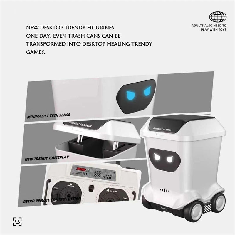 MSS Z6757 RTR 1/64 2.4G Mini RC Car Fun Remote Control Trash Can Garbage Can Robot LED Light 360  Rotation Desktop Vehicles Models Intelligent Creative Collection Toys
