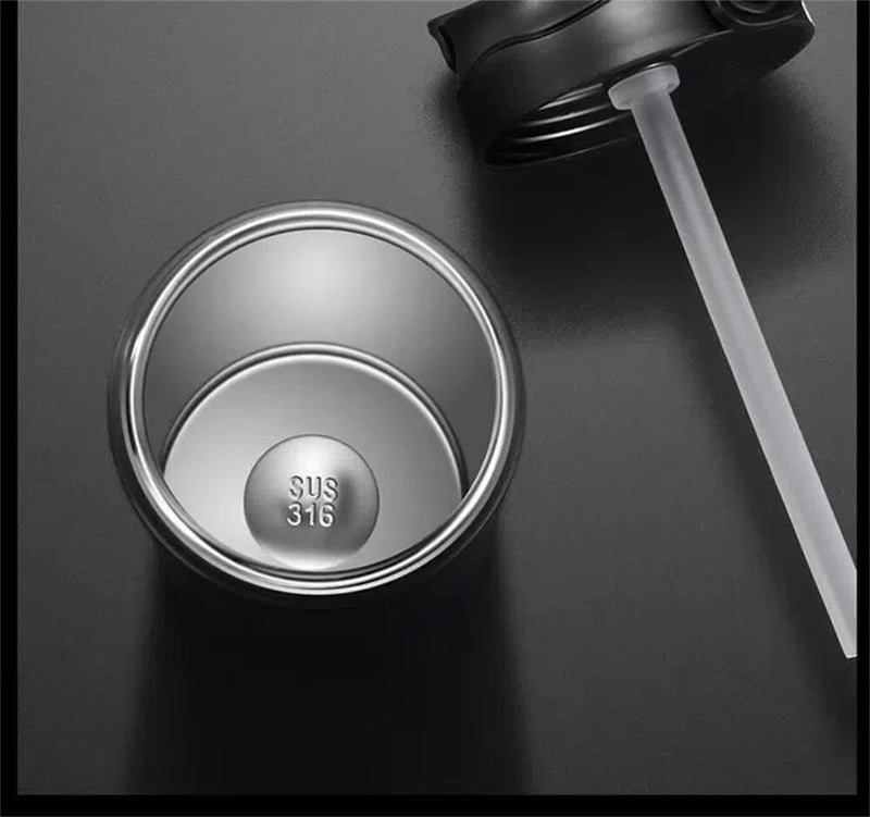 IPRee 600ml/21OZ Portable Thermal Coffee Mug with Straw Double Wall Insulated Sublimation Tumble Leakproof Water Thermos Portable Coffee Cup