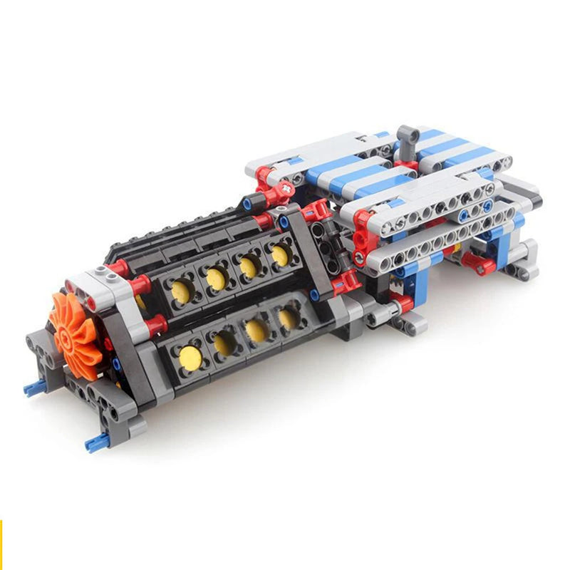 MOC Tech Building Blocks 6-speed Gearbox with Reverse Gear V16 Engine Model DIY Assembly Kit Brick Christmas Gift