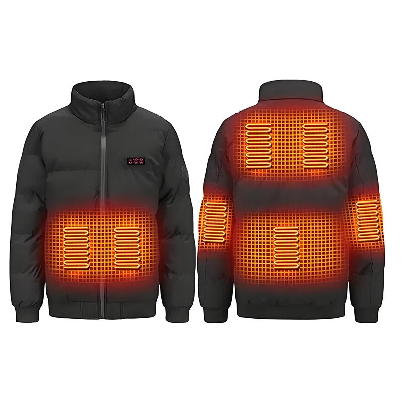 TENGOO HJ-07A Heating Jacket 7 Heated Areas Coat Jacket Three-speed Temperature Control Heated Windbreaker Thermal High Neck Coat for Winter Outdoor Sport