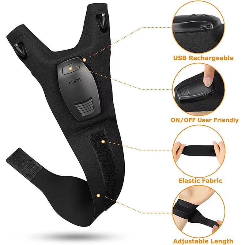 ZANLURE 1PCS/1Pair USB Charging Night Fishing Gloves for Outdoor Cycling Running Sports Flashlight Half Finger Gloves