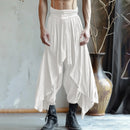 INCERUN Mens Deconstructed Solid Color Layered Pant Fashion Comfortable Elastic Waist Trousers for Men