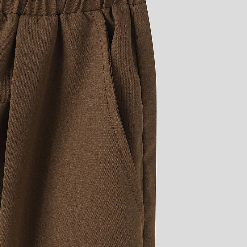 INCERUN Mens Casual Deconstructed Pleated Carrot Pant Casual Daily Solid Color Design Long Trousers Male S-5XL