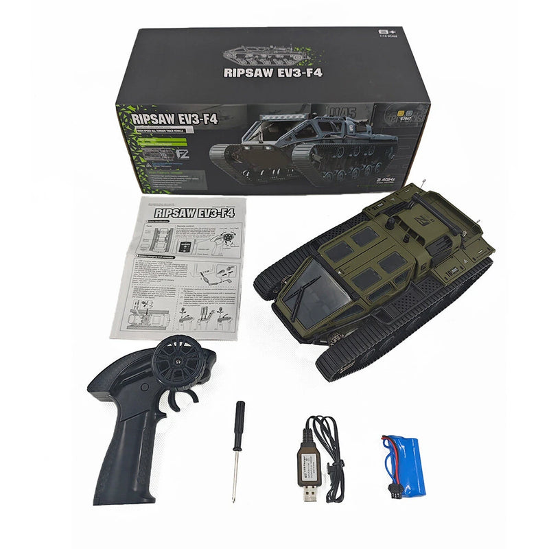 THE LINK G2067 RTR 1/16 2.4G RC Car Tank High Speed RIPSAW EV3-F4 Drift Tracked Off-Road Truck Full Proportional LED Light 360 Rotate Vehicles Models Toy