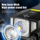BIKIGHT Solar Rechargeable Zoomable Bicycle Headlight 1600mAH Anti-glare Red Warning Lamp Type-C Charging Bike Front Light for Night Riding Safety